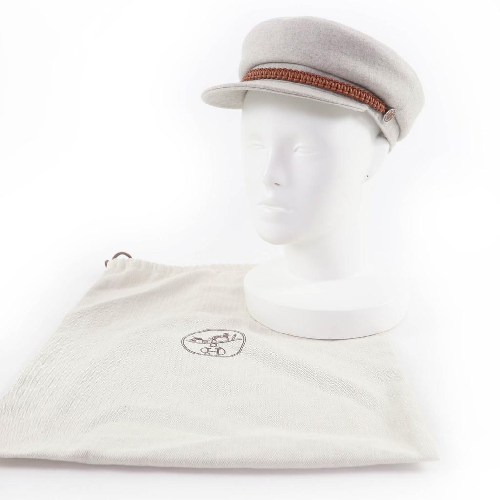 Excellent HERMES Casquette Deauville Serie Metal gray cashmere 57 H212009N Used