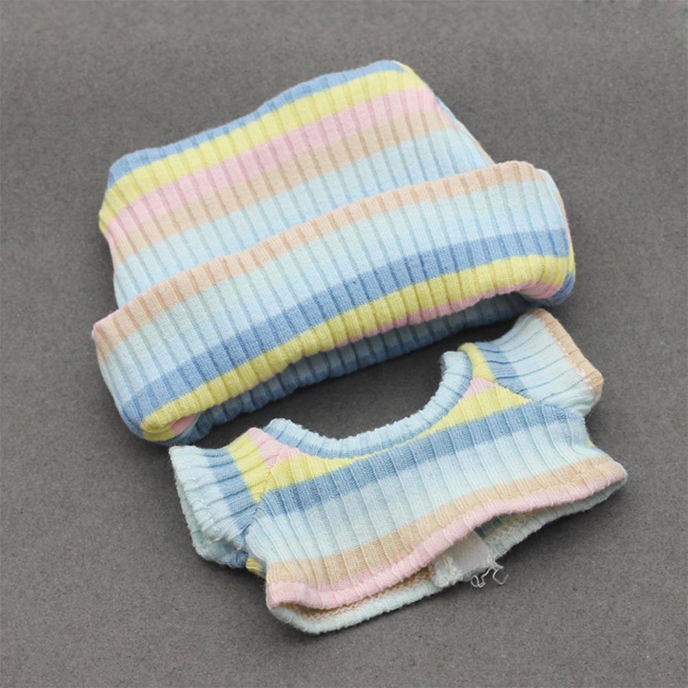 

Миниатюрный вязаный комплект: шапка с отворотом и футболка для кукол Лабубу 17 см. Милая одежда для кукол своими руками, модные аксессуары, очаровательный наряд, подарки для девочек, друзей. жёлтый/синий