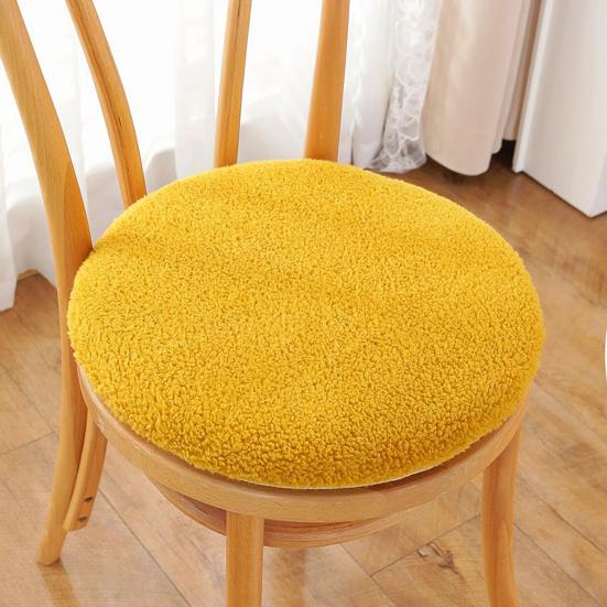 Fleece Kulatý Polštář na Židli Plyšový Sedák z Umělé Ovčí Vlny se Zipem Zima