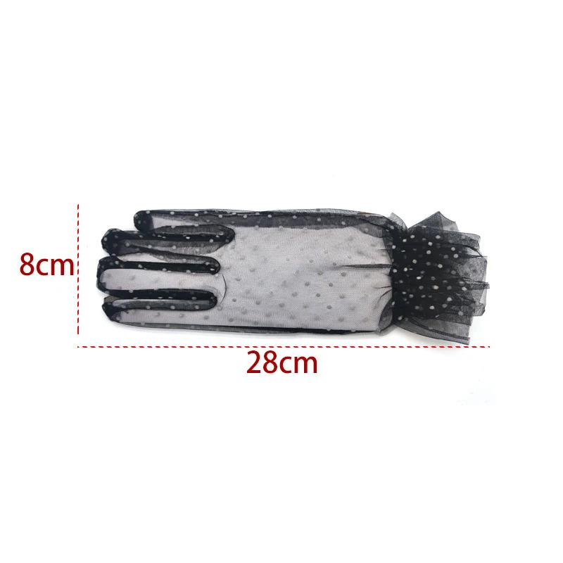 1/2Pair Sexy Transparentes Dot Print Black White Mesh Tulle GloveSpring Summer Thin Short Glove Club Prom Party  Dress Glove