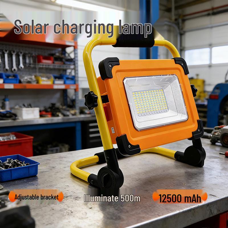 Portable LED Solar Work Light: Outdoor, Camping, Emergency, Super Bright, Rechargeable.