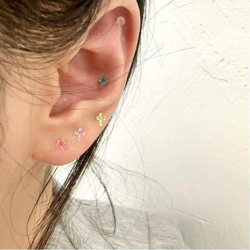 

Cute Mixed Color Mixed Dopamine Summer Color New Ear Hole Anti-Blocking Anti-Allergy Resin Ear-Caring Transparent Ear Studs Cross Color Mix 100 Only
