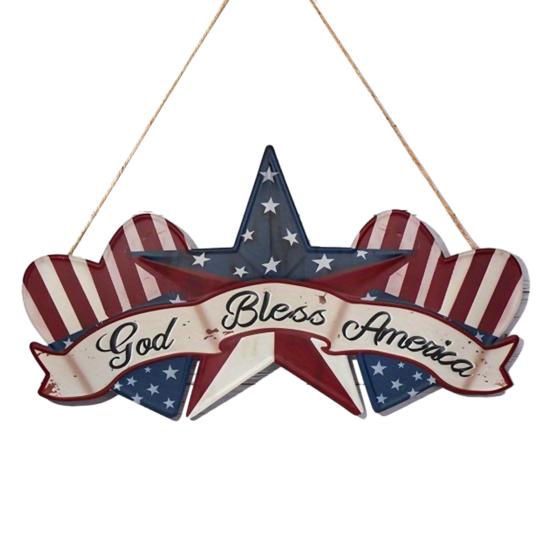 Independence Day Wooden Sign Rustic God Bless America Wall Hanging