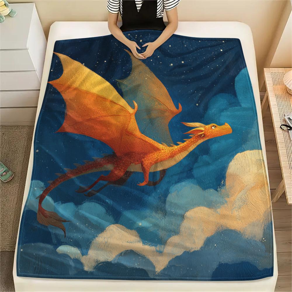 Artistic Dragons  Print Flannel Blanket, High quality Comfortable for All Seasons, Home Decor, Warmth and Comfort 80cm x 120cm