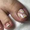 New Spring Summer Products Daisy Flower Toenails Simple Fresh Toenail Art French White Foot Style Wearing Nail Plates