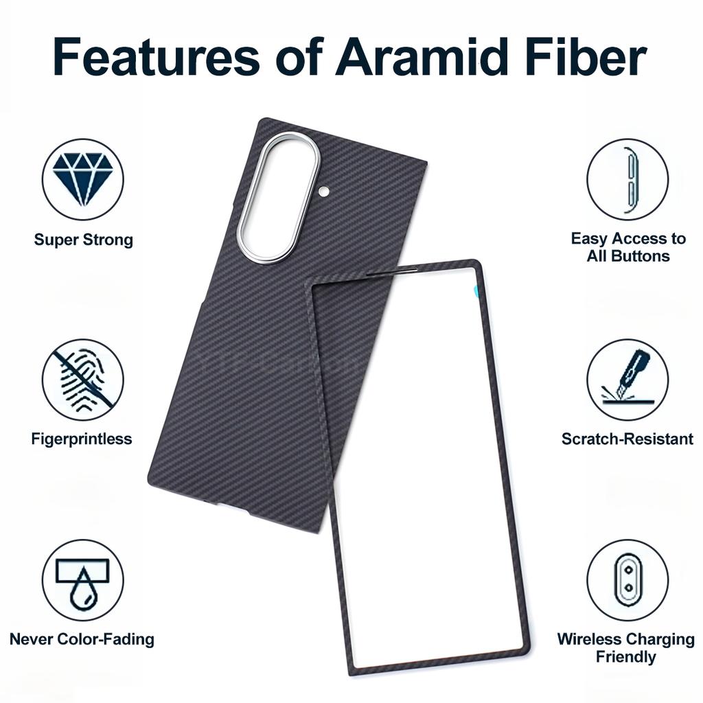 YTF dla Samsung Galaxy Z Fold 7 Etui z włókna węglowego aramidowego Pokrowiec Kevlar Ultra-cienki Fold6 Lekkie Etui ochronne Etui W26
