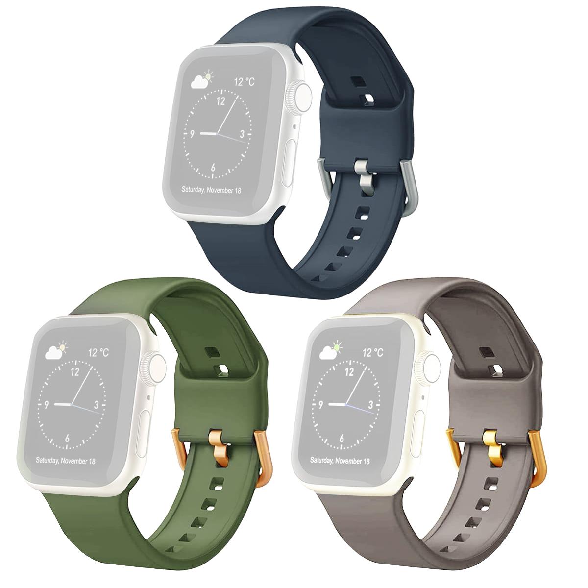 

3Pcs Watch Strap for Apple Watch Series 10 46mm/Ultra 2 Ultra 49mm/Series 9 8 7 45mm/6 5 4 SE (2023) SE (2022) SE 44mm/3 2 1 42mm Soft Silicone Bands D