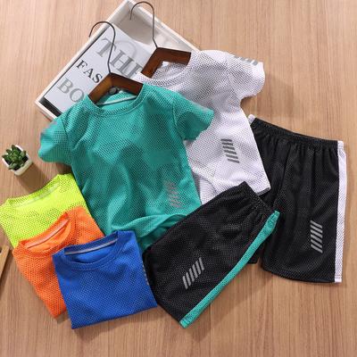 Summer Children's Short-sleeved Set Running Sportswear Quick-drying Boys and Girls  Thin Pullover Shorts Children's Two-piece Suit