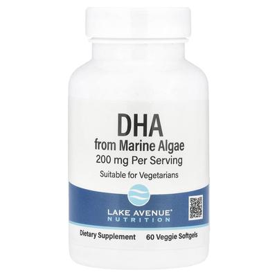 DHA d'algues, 200 mg, 60 gélules molles végétales
