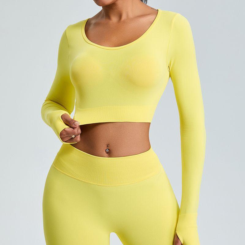 Fall and Winter New Arrival Seamless Long Sleeve Yoga Wear Women's Sports T-Shirt Tops Breathable Quick-Drying Tight Workout Clothes