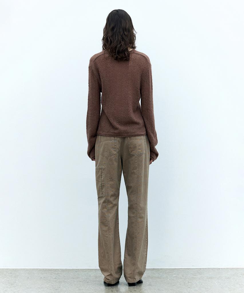 Insilence Woman Washed Bootcut Pants Ash Beige