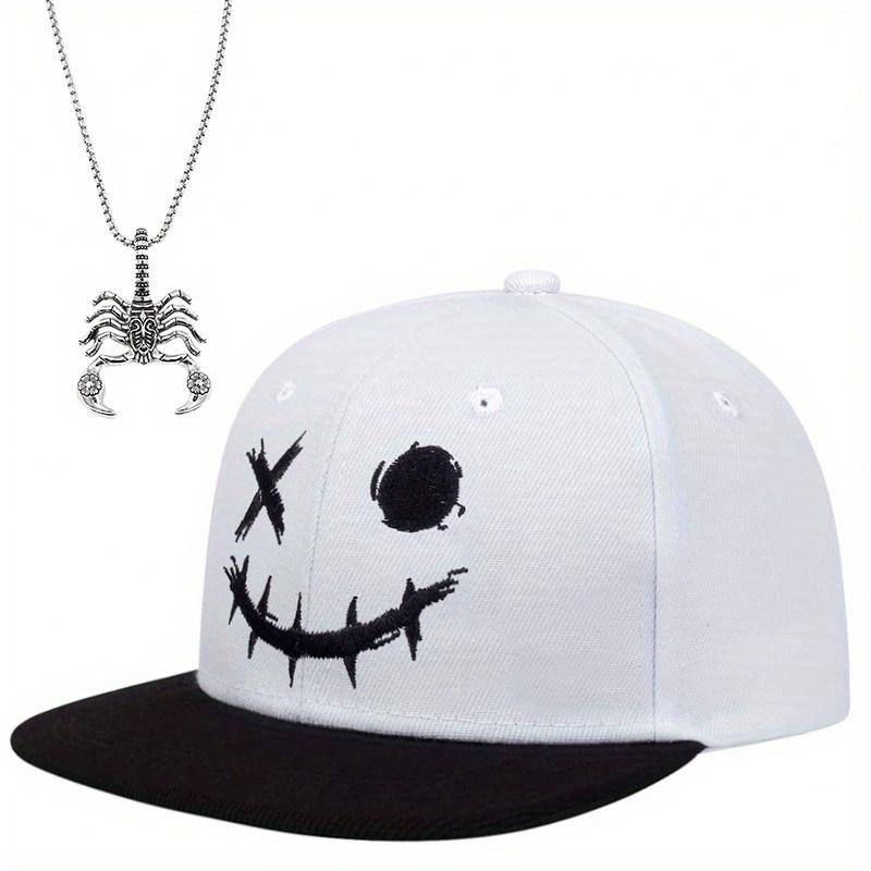 

Комплект из 2 мужских бейсболок, ожерелье, модная вышивка, индивидуальный крест, меч, сотня с хип-хоп мужской масляной гитарой, ожерелье, кулон, шляпа от солнца белый