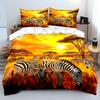 Zebras At Sunset Pla Patter Bedding Set For Kids Luxury Gift 3Pcs Digital Print Comforter Set Soft Comfortable Breathable