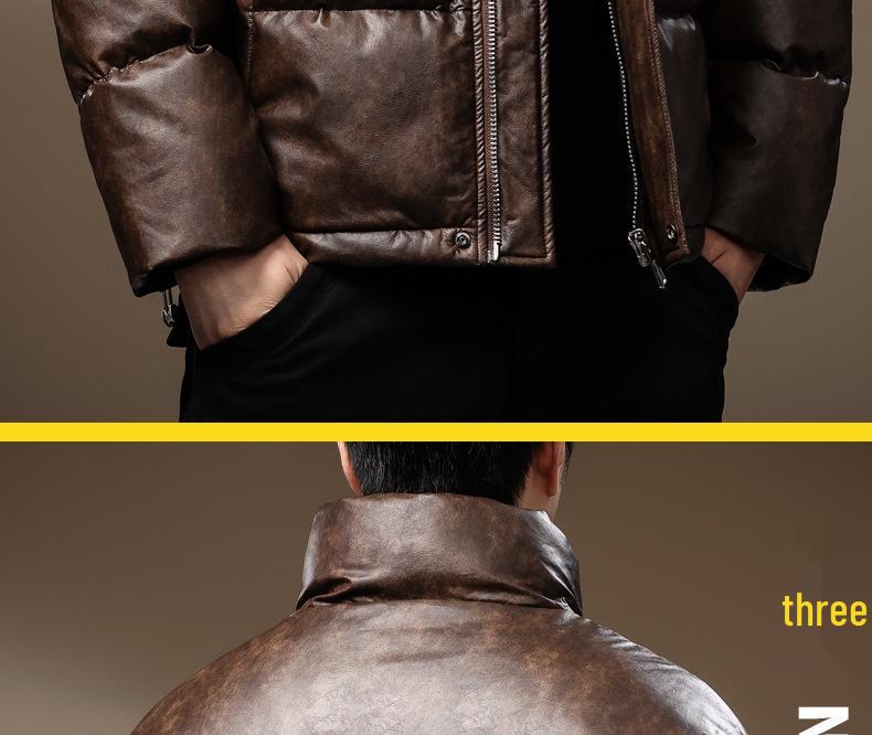 Men's Premium 90% Duck Down Leather Winter Jacket 2024 - Loose, Warm, Outdoor Casual Plus Size Coat