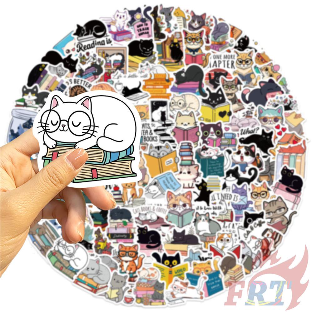 100Pcs/Set Funny Reading . Cats & Books Stickers DIY Fashion Decals Stickers