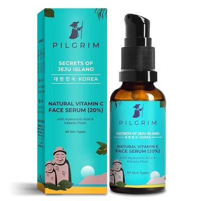 Pilgrim Korean 20% Vitamin C Face Serum with Hyaluronic Acid /Dry/Oily Skin & Combination Skin |For Men and Women, Cruelty-free |30ml