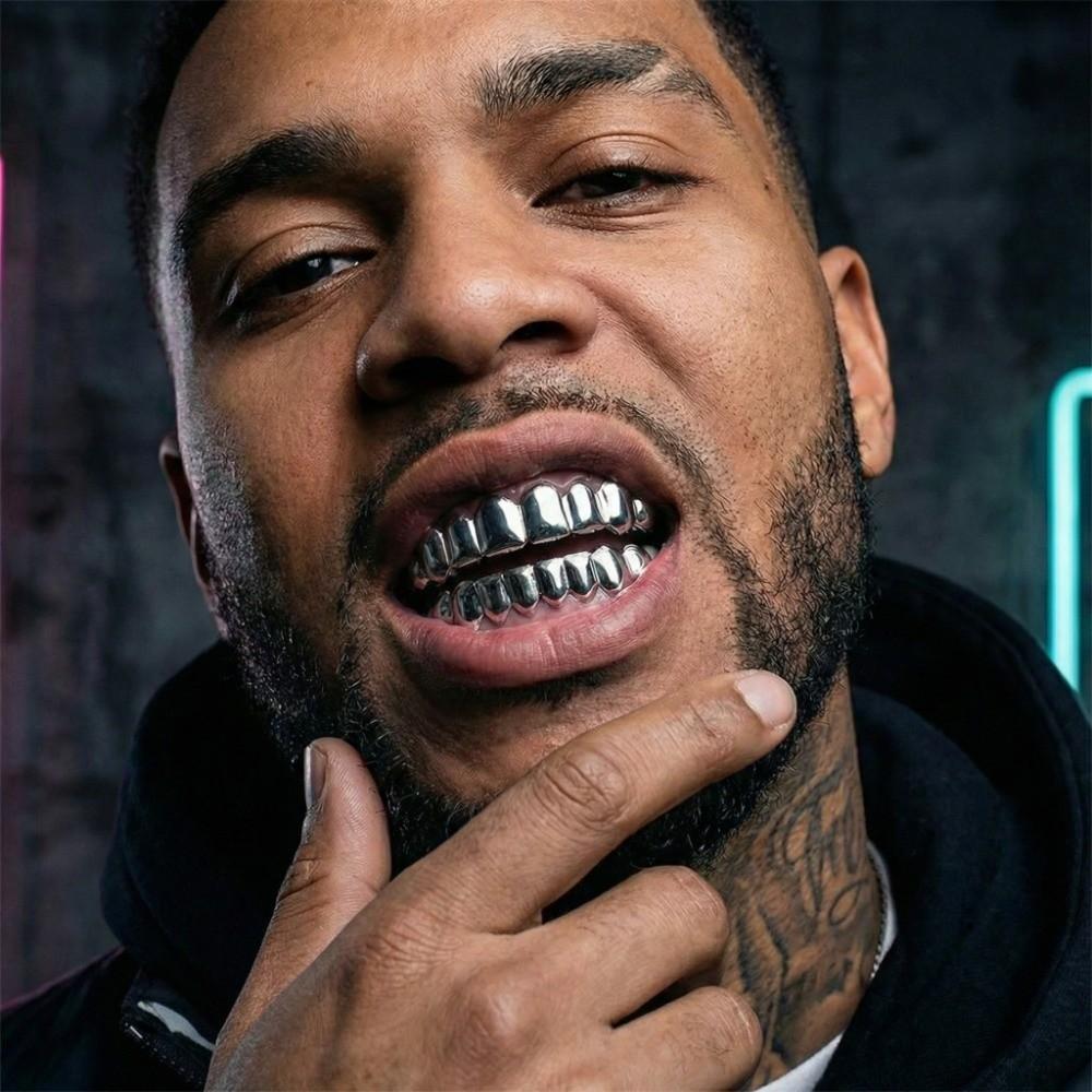 Glossy Finish Teeth Grillz Caps Eco-friendly Copper Teeth Jewelry Halloween