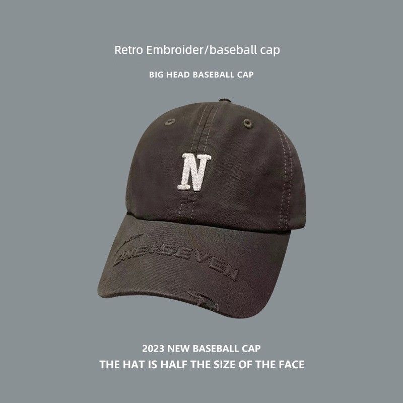 

2023 Кофе Бейсболка с большим обхватом головы для женщин Четыре сезона Вышивка Лицевая Маленькая ширина Изогнутый козырек Кепка с козырьком Мужская мода N coffee