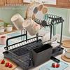 Kitchen Storage Rack Small Family Tableware Drain Rack Multi-Function Bowl Chopstick Organizer Drip Tray Countertop Saver