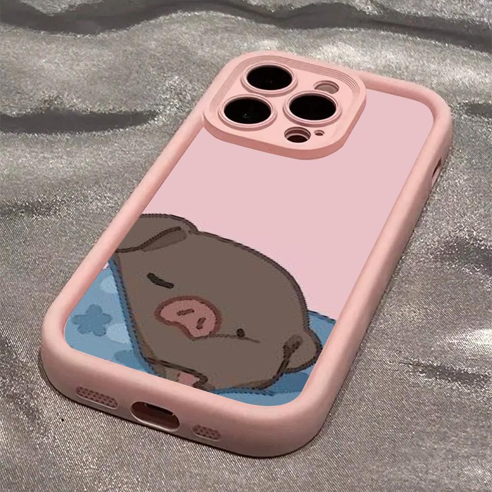 Cute black pig pattern phone case suitable for iPhone 17 16 15 14 13 12 11 Pro/Max/Plus anti drop and shockproof back cover