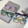 Fashion Colorful Stripe Oversize Glasses Stylish Brand Design Eyewear Personalized Square Decor Chic Frame for Women's