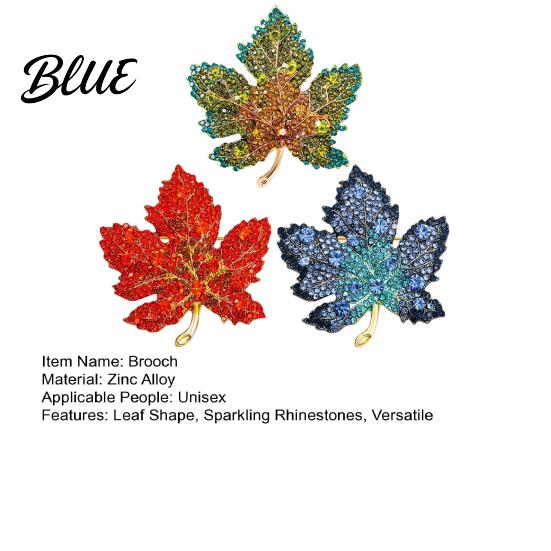 Festive Leaf Pin 1/3Pcs Maple Brooch Colored Rhinestone Enamel Thanksgiving