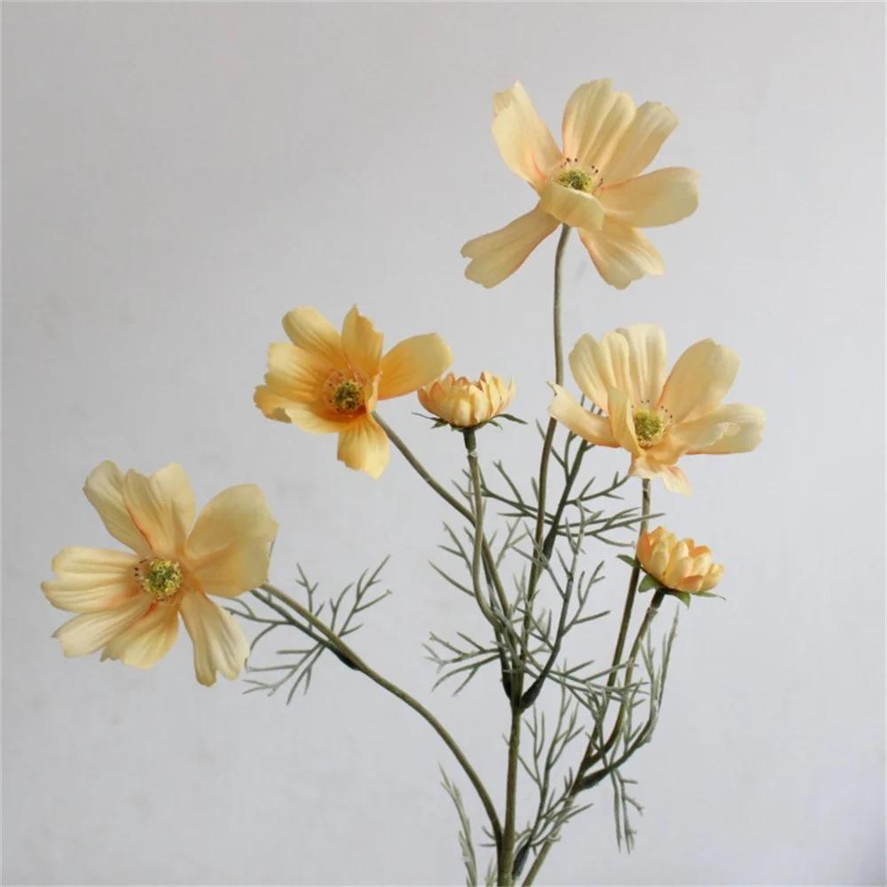 Artificial Gesang Flower Single Branch 4 Fork Queen Cosmos Fake Flower Silk Flower Bouquet Living Room Wedding Home Decoration