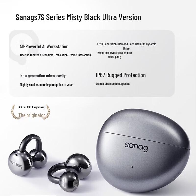 SANAG S7S Ultra Open-Ear Clip-On Bluetooth Headphones