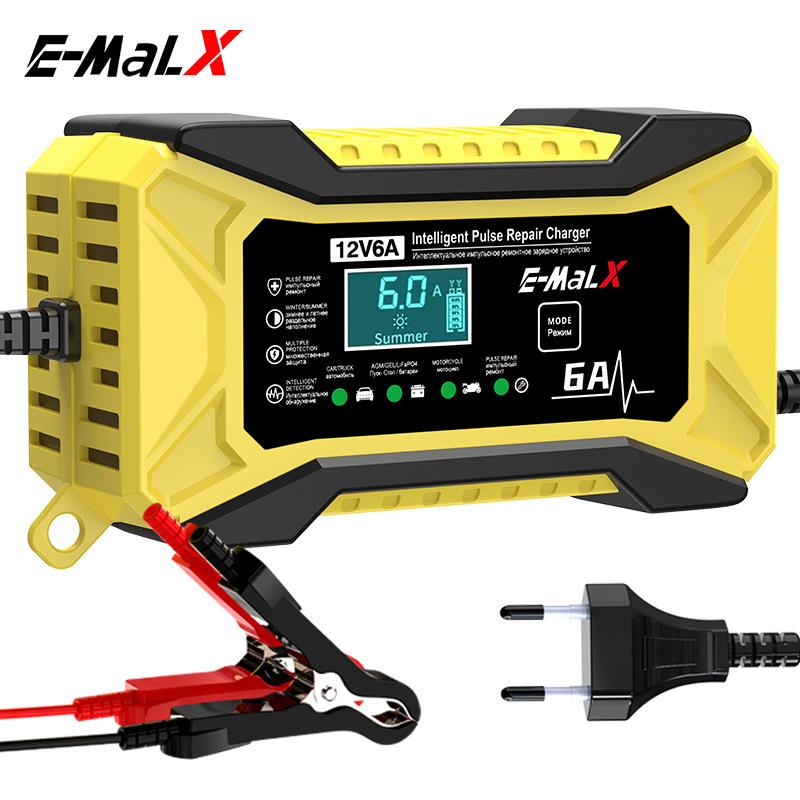 

Автомобильное зарядное устройство высокой мощности 12 В 6 А интеллектуальное полностью автоматическое зарядное устройство для аккумуляторов с ЖК-экраном для автомобилей, грузовиков, мотоциклов, импульсный ремонт свинцово-кислотных аккумуляторов EU Plug жё