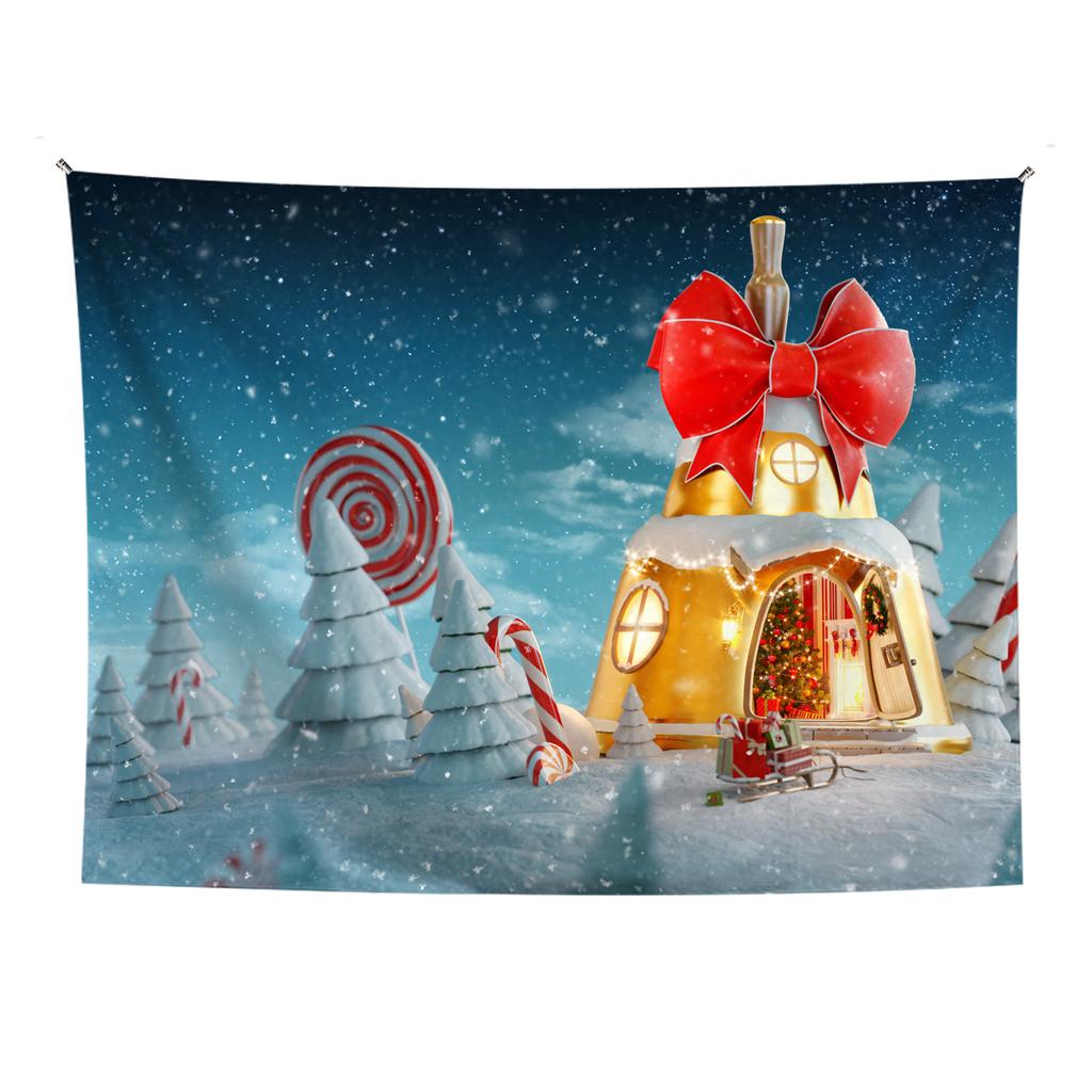 Wohnkultur Frohe Weihnachten Schneeschuh Baum Santa Claus Santa Claus Geschenke Gedruckt Polyester Faser Wand Hängen tapeçaria de natal