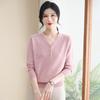 Elegant V-neck Knit Top for Middle-aged and Senior Women - Long-sleeved Autumn/Winter Sweater Base Layer.