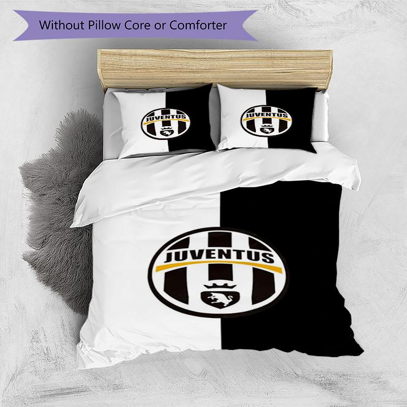 Juventus Football Club Printed Pattern Duvet Cover Set – includes 1 duvet cover and 2 matching pillowcases Bedroom decor Christmas gifts