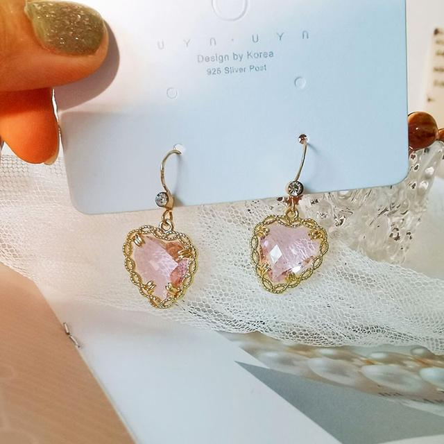 Premium Heart Rhinestone Multicolor Dangle Earring Long Zircon Heart Earrings for Wome N  Earings Fashion Jewelry