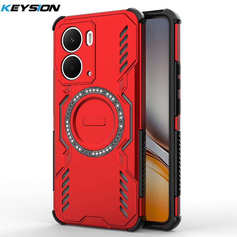 

KEYSION Hollow Heat Dissipation Case for Realme P3 5G Silicone+PC Magnetic Cooling Shockproof Phone Cover for OPPO Realme P3 5G for Realme P3 5G красный