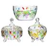 Exquisite Hand Painted Glass Vessel Footed Salad Bowl Or Decorative Accent For Kitchen Or Dining Room