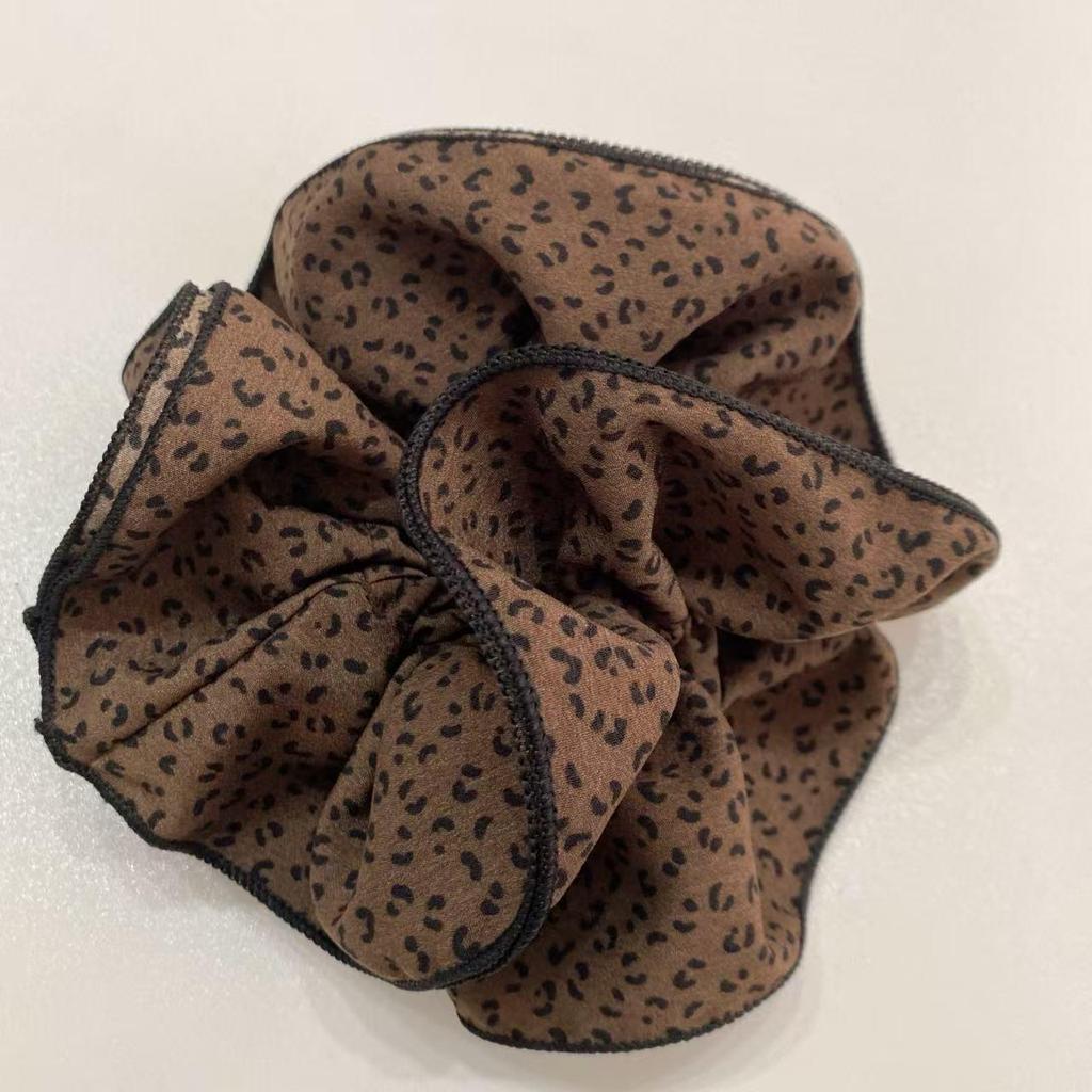 Korean Leopard Print Scrunchie: 4 Layers for Fuller Hair, Women's 2025 Edition, Simple & Elegant Hair Accessory.