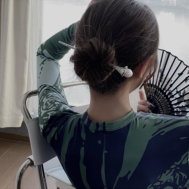 Vintage Faux Perle Haar Sticks Hairwear Frauen Einfache Chinesische Haarnadeln Haar Stäbchen Disk Hairsticks Kopfschmuck Schmuck