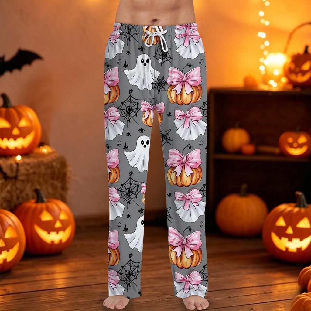 Men's Halloween Print Drawstring Lounge Pants Casual Sleepwear Relaxed Fit Elastic Waistband Soft Fabric