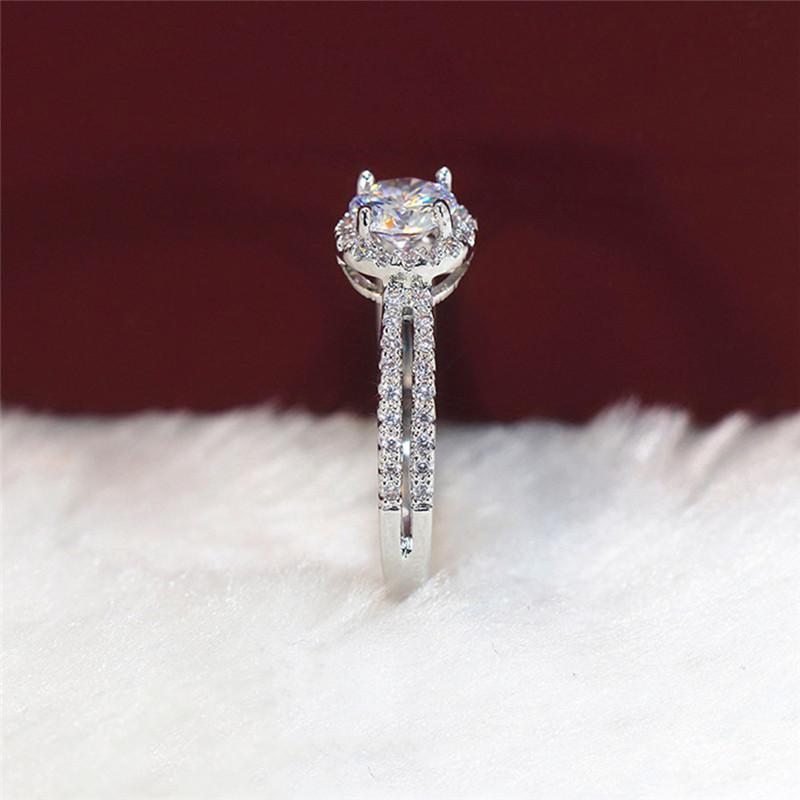 925 Sterling Silver Wedding Ring For Women White AAA Cubic Zirconia Lady Anniversary Gift Jewelry