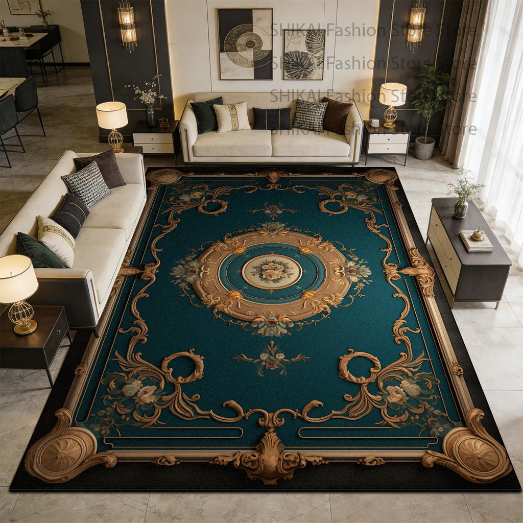 Green European Decoration Luxury Fluffy Carpet Easy Clean Soft Rugs for Living Room Large Area Antiskid Short Velvet Floor Mats