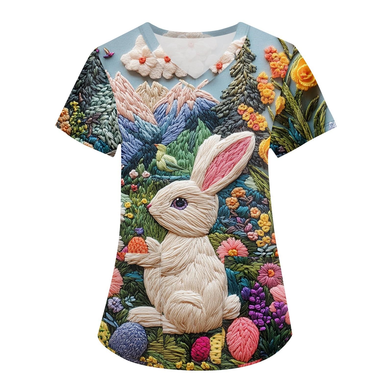 

Жіночий модний робочий одяг з V-подібним вирізом і короткими рукавами з принтованими кишенями M зелений