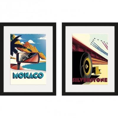 Zoom F1 Monaco Silverstone Framed Print Set  (Pack of 2)