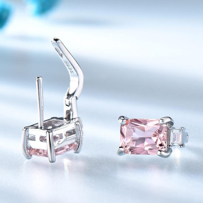 Gica Gema Jewelry S925 Sterling Silver Square Geometry STemperament Stud Earrings For Women Fine High Grade Jewelry Gift To Valentine's