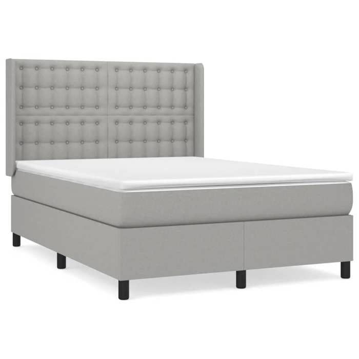 VidaXL Lit à sommier tapissier avec matelas Gris clair 140x200cm Tissu - Modèle 3131753
