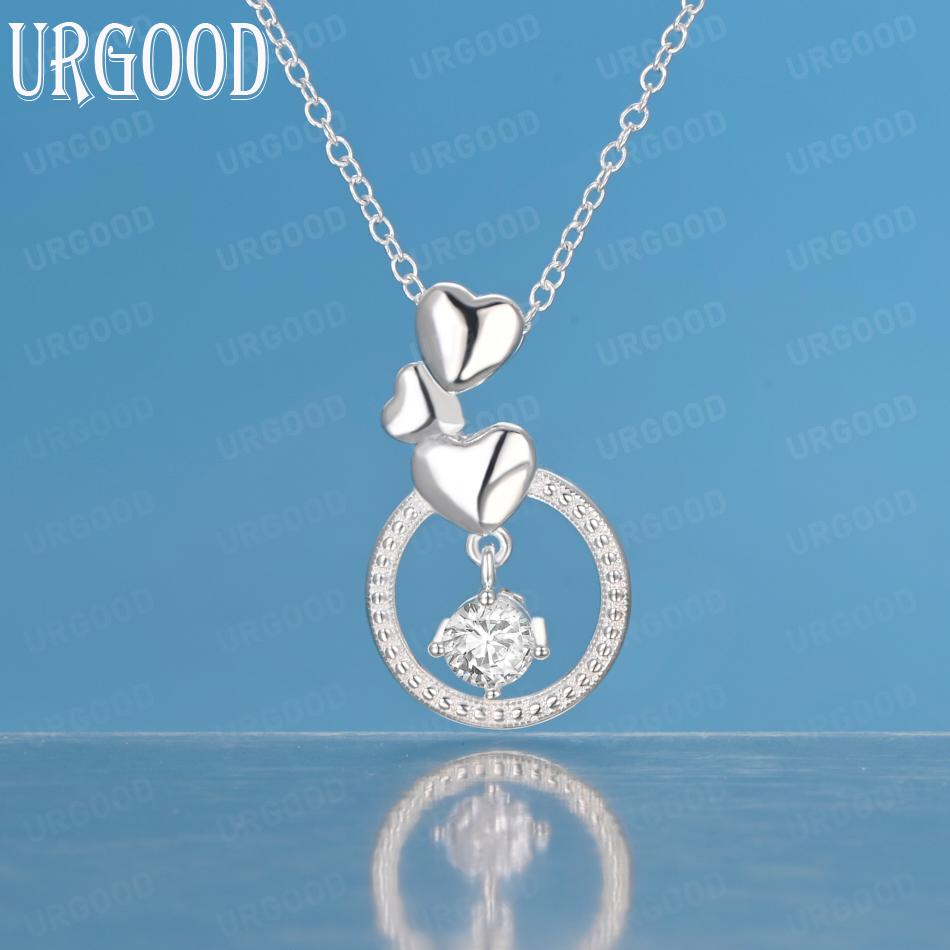925 Sterling Silver Fashion AAA Zircon Heart Pendant Necklace Wedding Jewelry