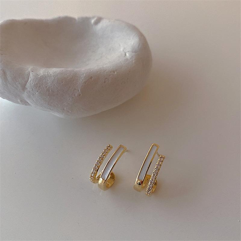 New Design Irregular U-Shaped Earrings For Women Dainty Zircon Earring Girls Birthday Party Wedding Fashion Jewelry Gift