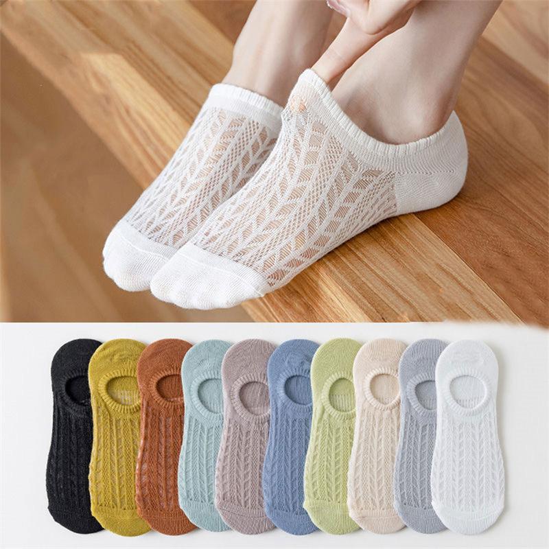 Women Summer Non-Slip Invisible Boat Socks Shallow Mesh Breathable No Show Socks