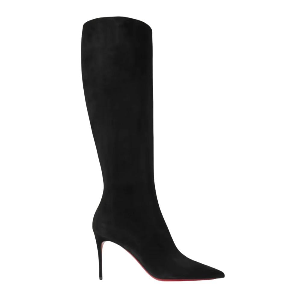 Herbst und Winter Damen Weidennagel Schlanker Absatz Stiefel Mode Roter Boden Spitze Seitlicher Reißverschluss Hoher Schaft Damen Kniehohe Stiefel