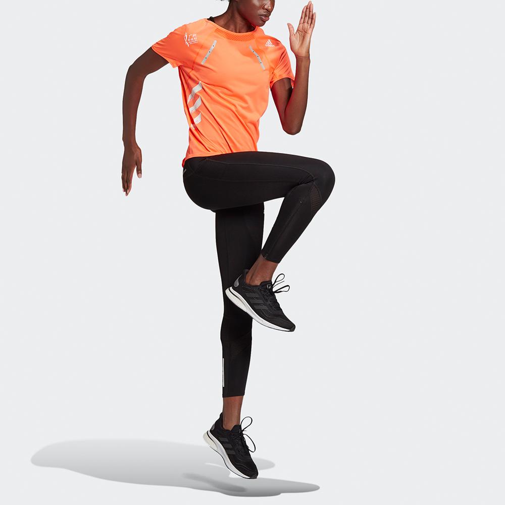 Adidas Gzm Htr Tee Guangzhou Marathon Competition Running Short Sleeve T-Shirt Women Tops Red Fluorescent GV1326