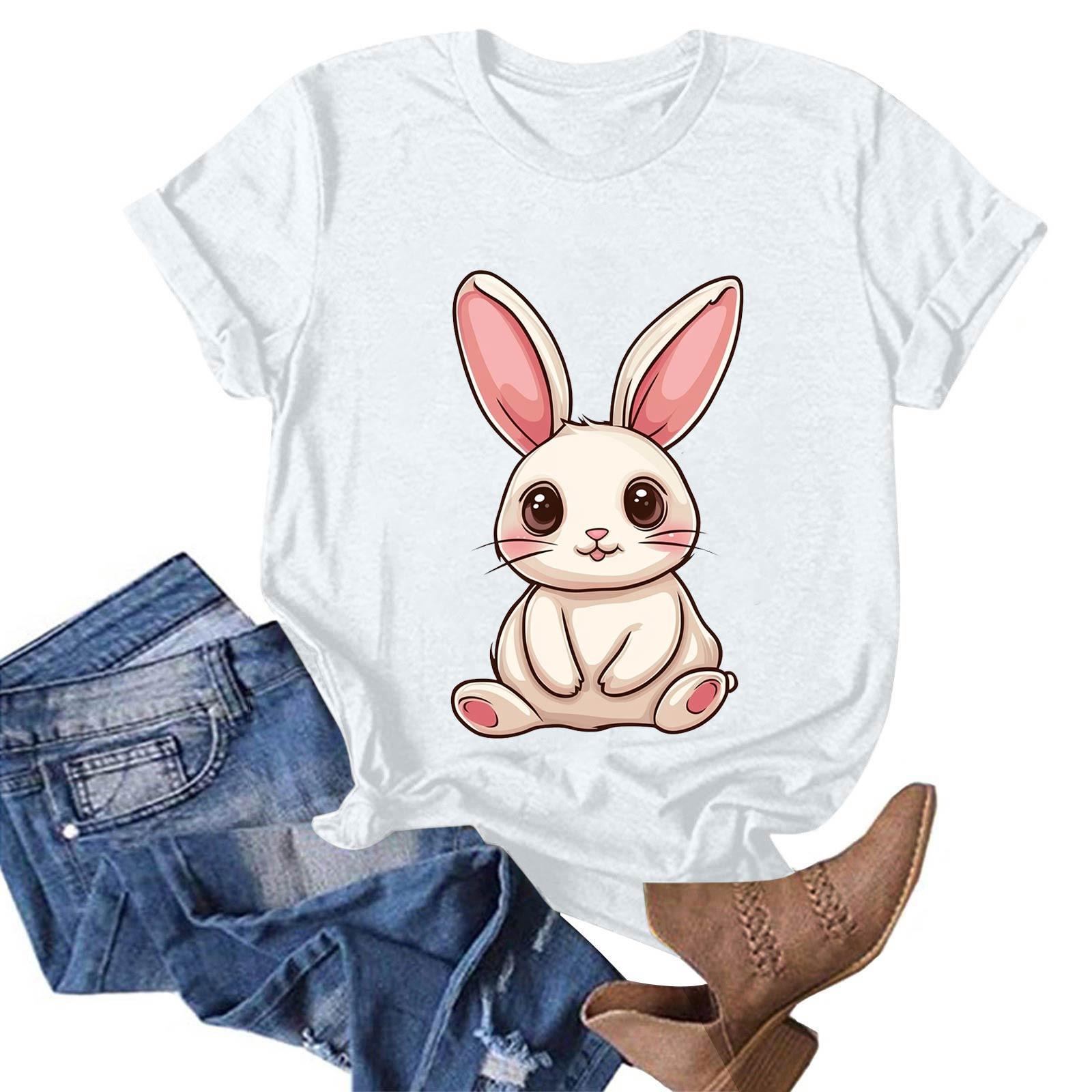 

Жіночий модний повсякденний пуловер з принтом і круглим вирізом, футболка з короткими рукавами XL білий